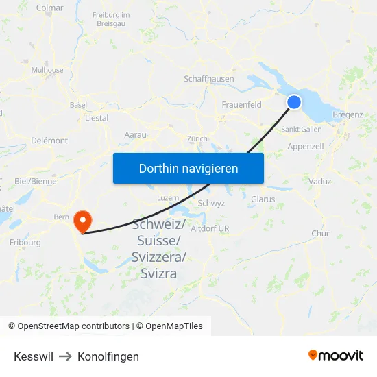 Kesswil to Konolfingen map