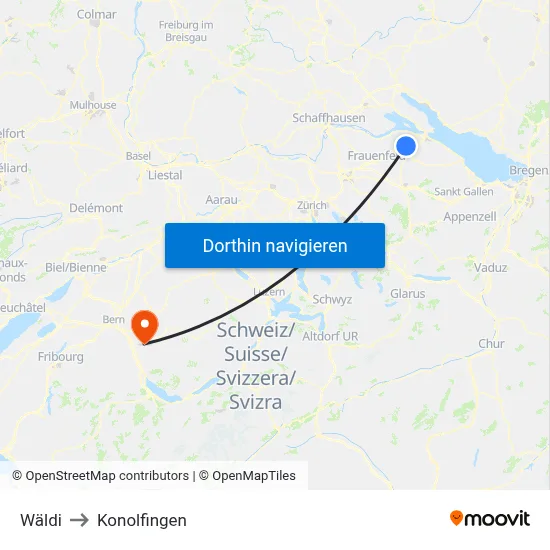 Wäldi to Konolfingen map