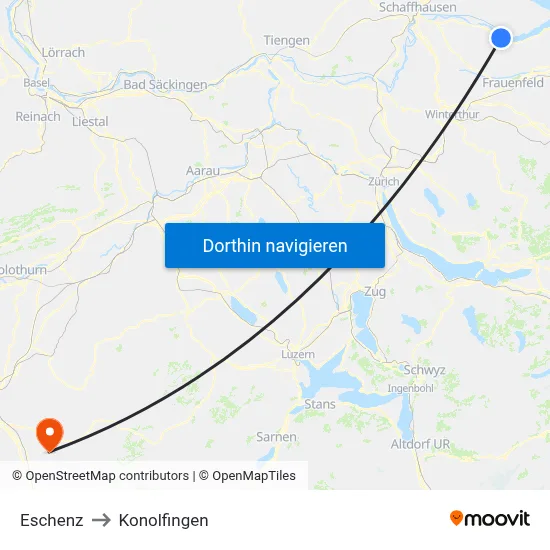 Eschenz to Konolfingen map