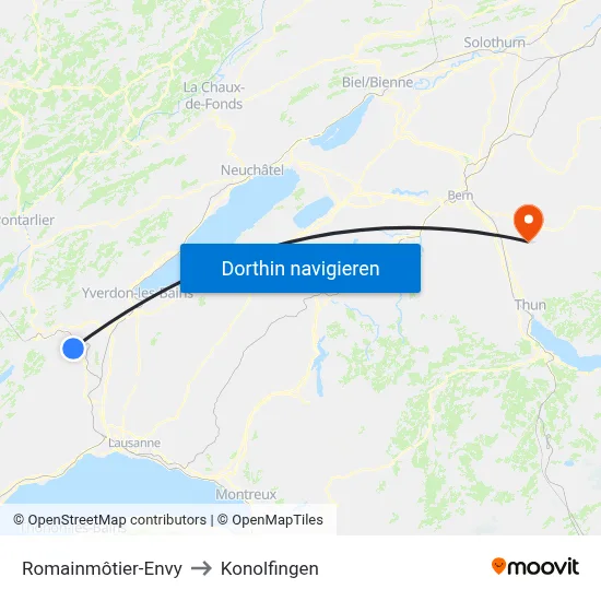 Romainmôtier-Envy to Konolfingen map