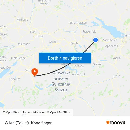 Wilen (Tg) to Konolfingen map