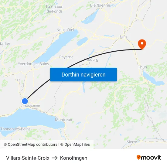Villars-Sainte-Croix to Konolfingen map