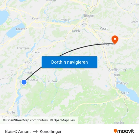 Bois-D’Amont to Konolfingen map