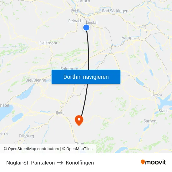 Nuglar-St. Pantaleon to Konolfingen map