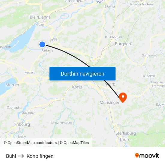 Bühl to Konolfingen map