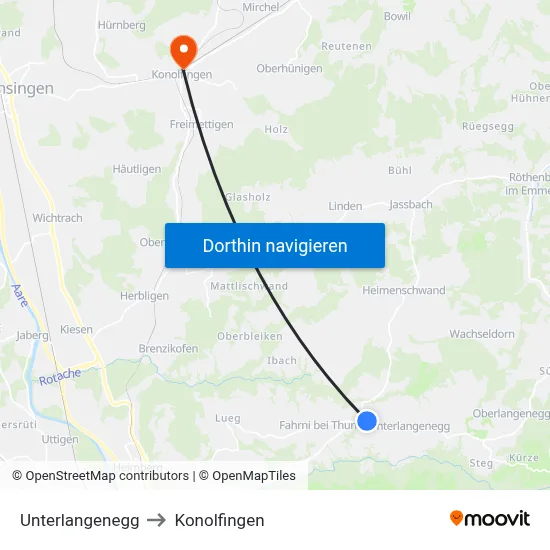 Unterlangenegg to Konolfingen map