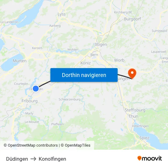 Düdingen to Konolfingen map