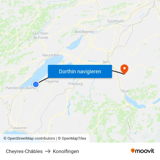 Cheyres-Châbles to Konolfingen map