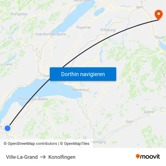 Ville-La-Grand to Konolfingen map