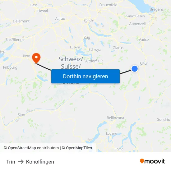 Trin to Konolfingen map