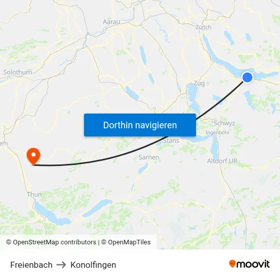 Freienbach to Konolfingen map