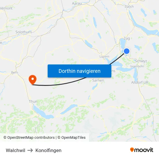 Walchwil to Konolfingen map
