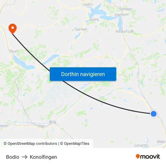 Bodio to Konolfingen map
