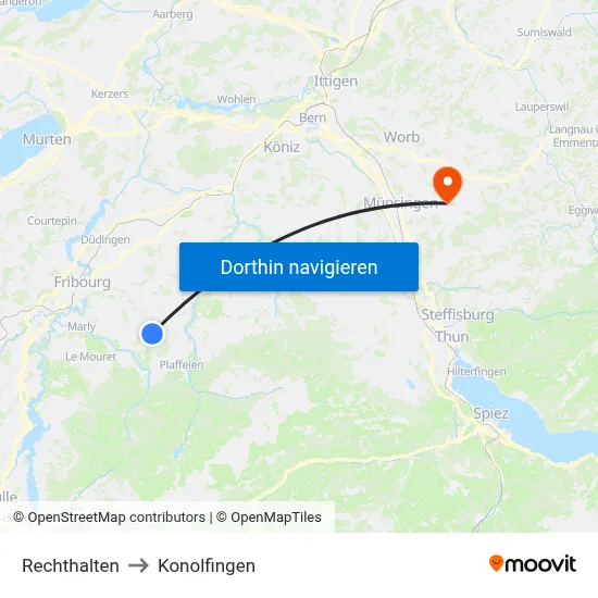 Rechthalten to Konolfingen map