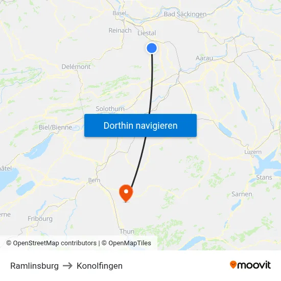 Ramlinsburg to Konolfingen map