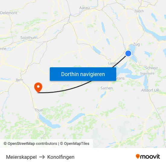 Meierskappel to Konolfingen map