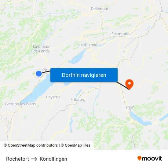 Rochefort to Konolfingen map