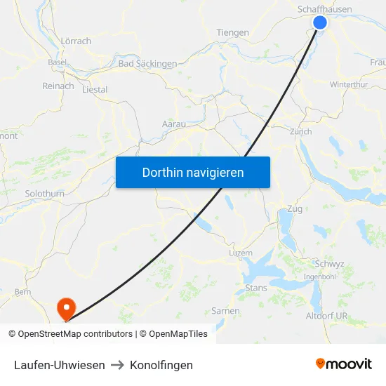 Laufen-Uhwiesen to Konolfingen map