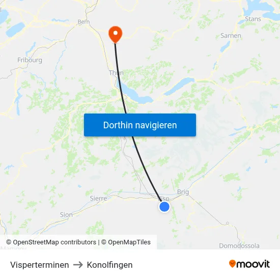 Visperterminen to Konolfingen map