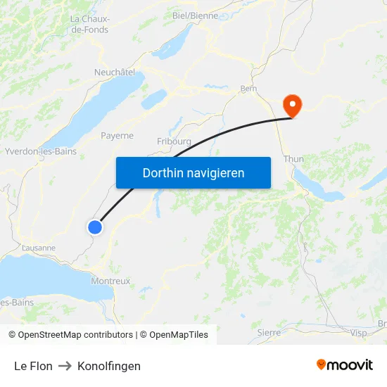 Le Flon to Konolfingen map