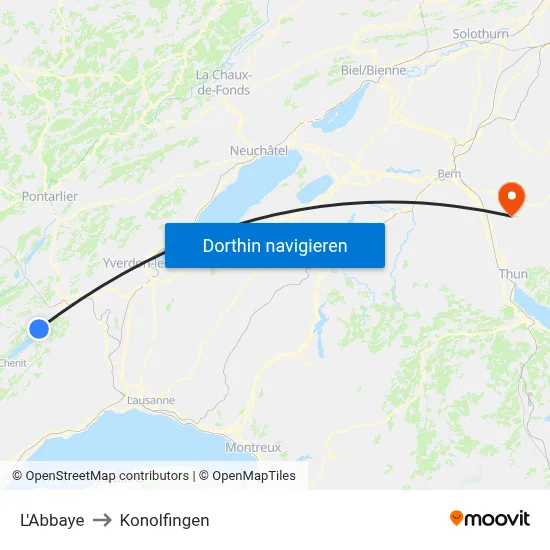 L'Abbaye to Konolfingen map