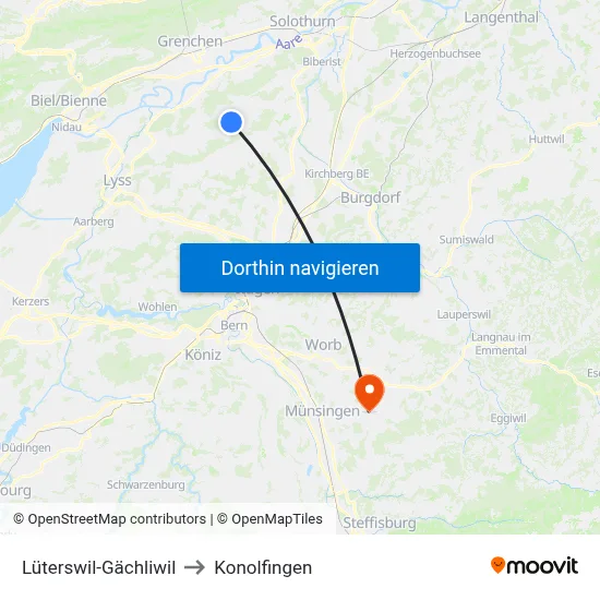 Lüterswil-Gächliwil to Konolfingen map