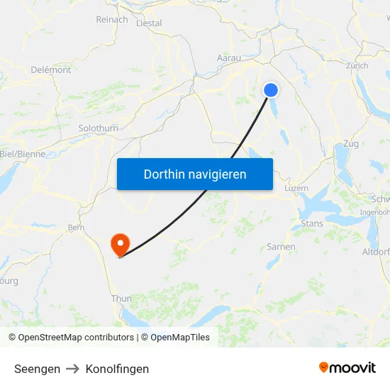 Seengen to Konolfingen map