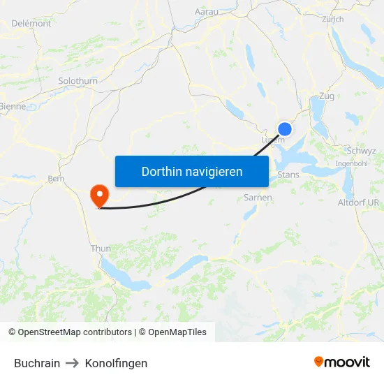 Buchrain to Konolfingen map