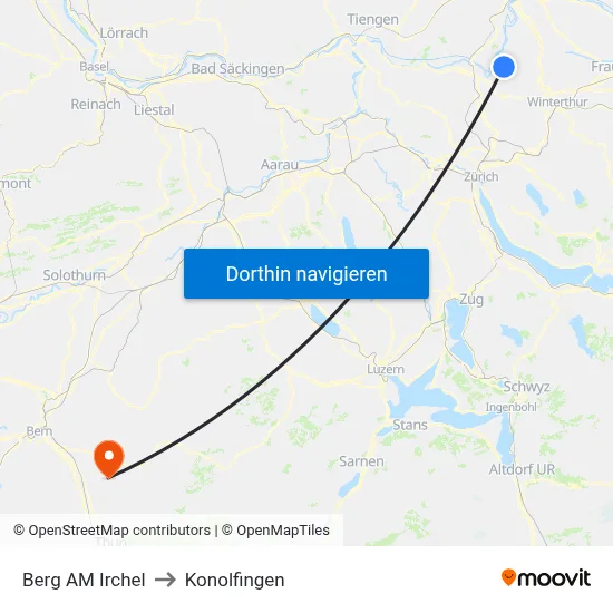 Berg AM Irchel to Konolfingen map