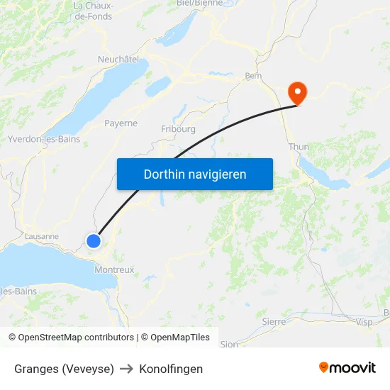 Granges (Veveyse) to Konolfingen map