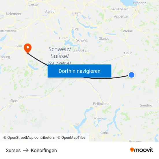 Surses to Konolfingen map