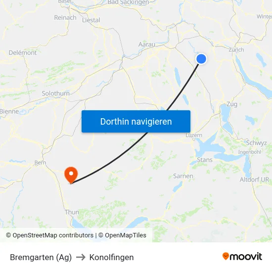 Bremgarten (Ag) to Konolfingen map