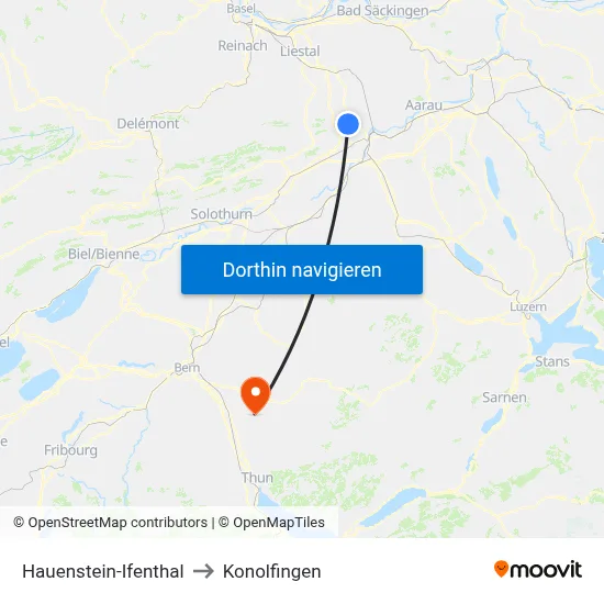 Hauenstein-Ifenthal to Konolfingen map