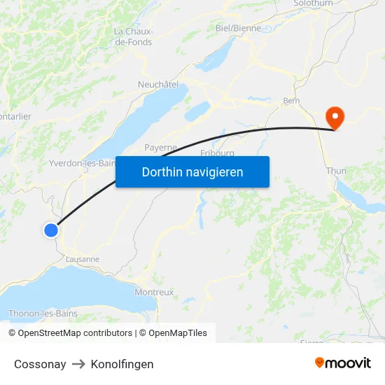 Cossonay to Konolfingen map