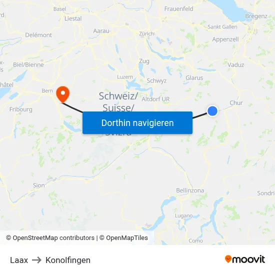 Laax to Konolfingen map