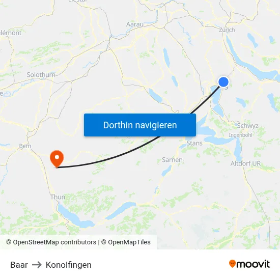 Baar to Konolfingen map