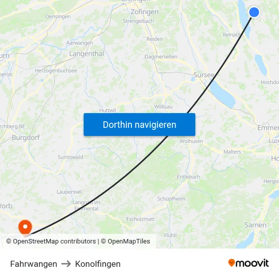 Fahrwangen to Konolfingen map