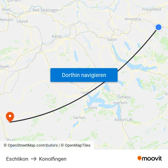 Eschlikon to Konolfingen map