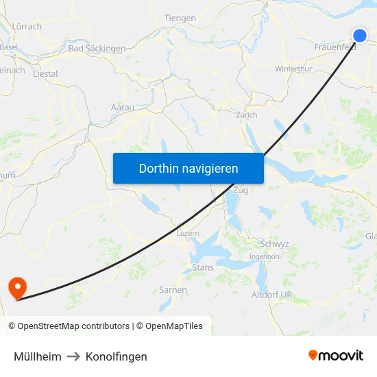 Müllheim to Konolfingen map