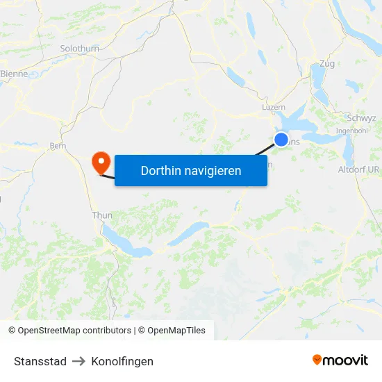 Stansstad to Konolfingen map
