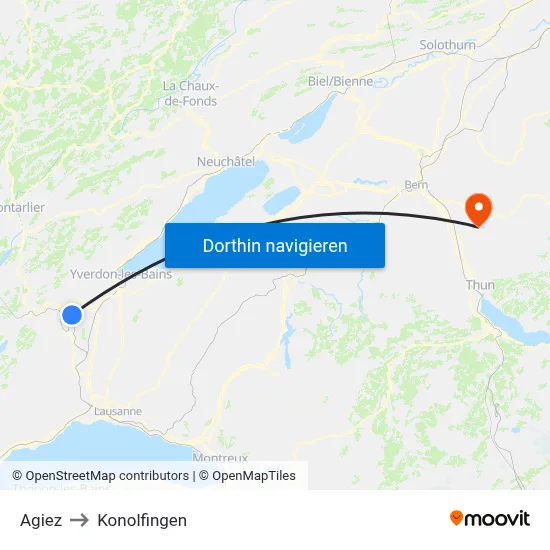 Agiez to Konolfingen map