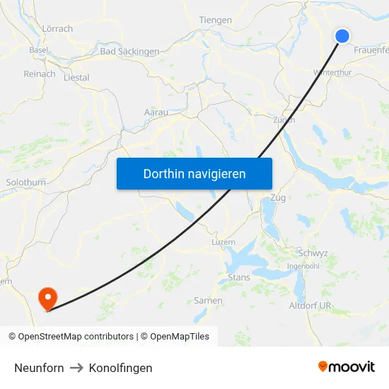 Neunforn to Konolfingen map