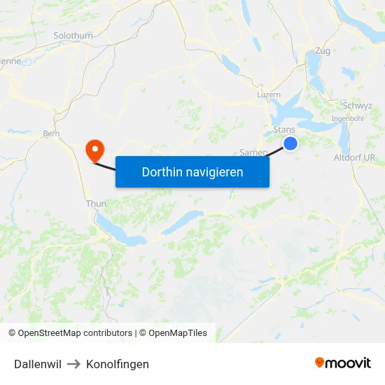 Dallenwil to Konolfingen map