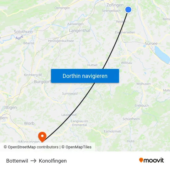 Bottenwil to Konolfingen map