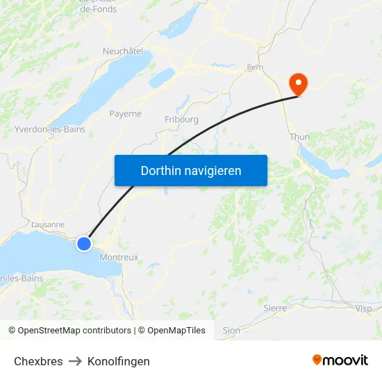 Chexbres to Konolfingen map