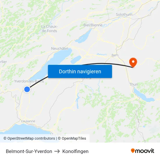 Belmont-Sur-Yverdon to Konolfingen map