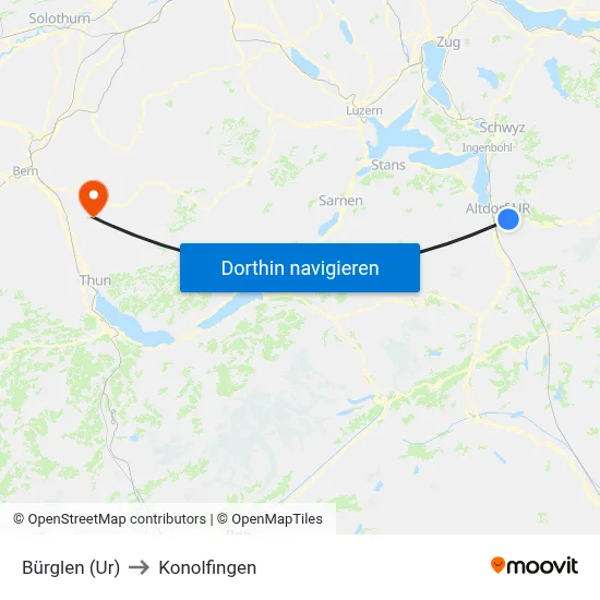 Bürglen (Ur) to Konolfingen map