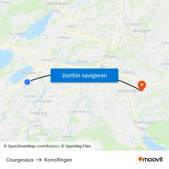 Courgevaux to Konolfingen map