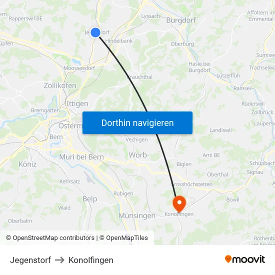 Jegenstorf to Konolfingen map