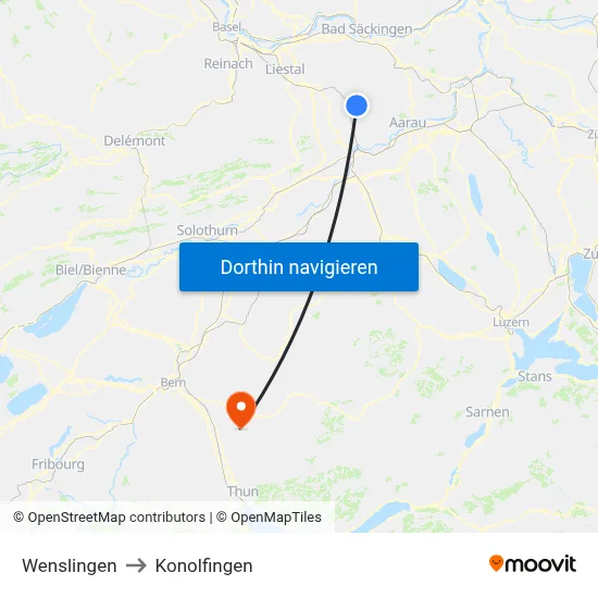 Wenslingen to Konolfingen map